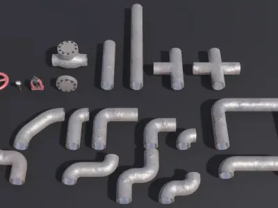 Modular Pipe Elements Low-poly 3D model