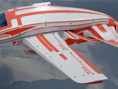 Futuristic airplane  Low-poly 3D model