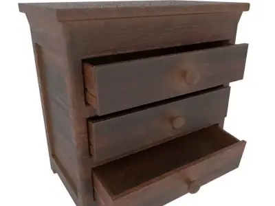 Old wooden chest of drawers Low-poly 3D model