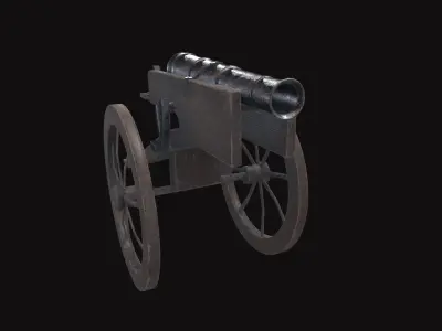 Medieval Cannon V05 Old Low-poly 3D model