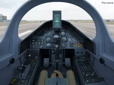 Twin Seat Jet Trainer Aircraft Grey Rigged 3D model