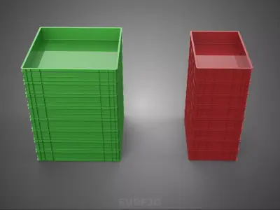 STACK STACKED PLASTIC PALLET SHALLOW CRATE BOX CONTAINER STORAGE 3D model