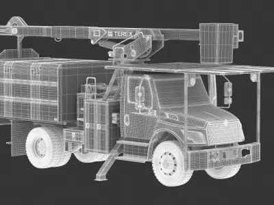 International MV607 Tree Truck Terex XT Pro 70 Forestry Boom 3D model