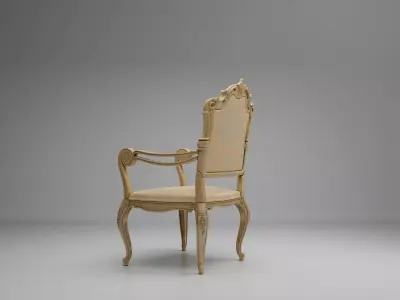 Giltwood Fauteuil Armchair Antique French Louis XV 3D print model