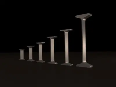 Steel I-beam sections Free 3D model