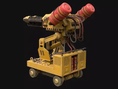 Flamethrower Turret-1-Yellow 3D model
