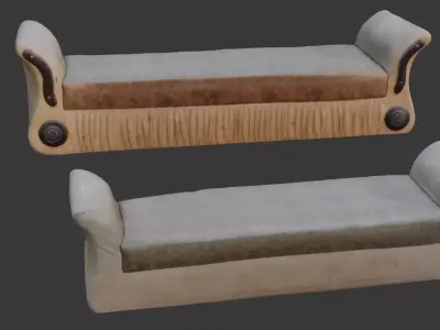 Upholstered Bench Seat Low-poly 3D model