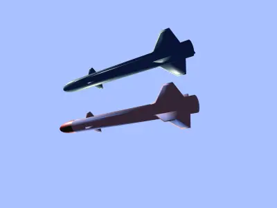 Missiles two jets flying in sky 3D model