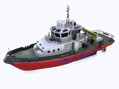 Fast Responsive Tugboat Low-poly PBR Low-poly 3D model