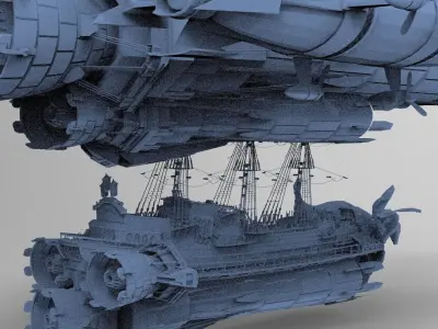 Grand Sci fi Airship Space design 2  3D model