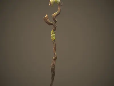 Stylized staff Elf weapon Low-poly 3D model
