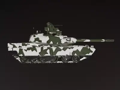 Green Camo Battle Tank 3D Model Low-poly 3D model