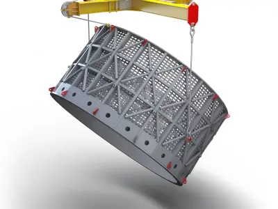 Industrial Perforated Cylinder with Lifting Beam 3D model