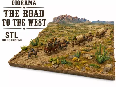 Western Wagon Train Diorama STL File for 3D Printing 3D print model