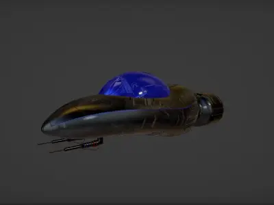 Spaceship with light Free low-poly 3D model