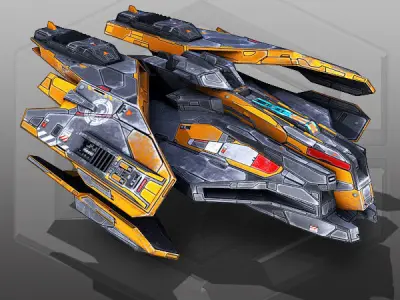 SciFi Fighter Low-poly 3D model