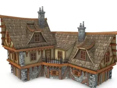 Medieval Building 19 Coaching Inn Low-poly 3D model