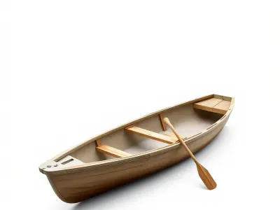 Realistic Wooden Rowboat with Oars model pack Low-poly 3D model