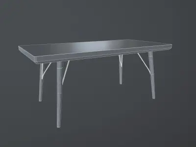 Dark wood table  Antique 3D model