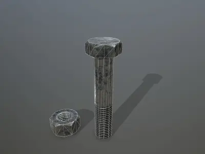 Bolts bolt and nut Low-poly 3D model 6