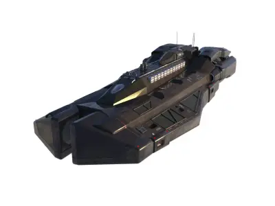 Sci-Fi Spaceship Missile Boat - Low Poly PBR 3D Model Low-poly 3D model