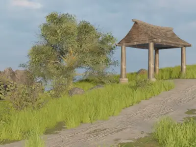 Mountain Village Landscape 3D model get