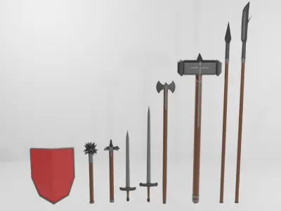 Low Poly Medieval Weapons Pack Low-poly 3D model