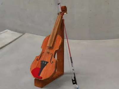 Violin and bow 3D model