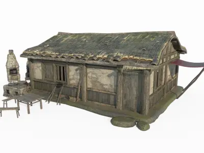 Asian ancient workshop blacksmith shop 3D model