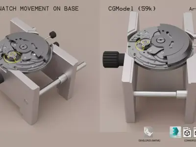 NH35 watch movement mounted 3D model