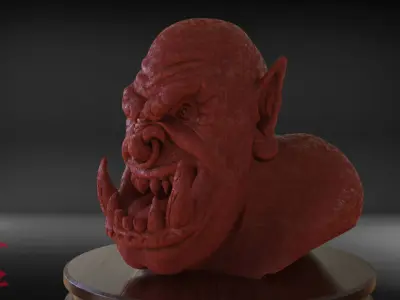 Orc Bust Eyes and Ears Part 2 Timelapse and Model 3D print model
