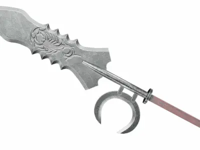 Spear with crescent 3D model