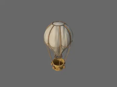Stylized hot air balloon PBR game ready  Low-poly 3D model