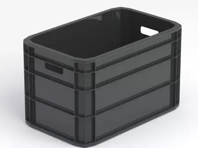 Portable Plastic Crate Black 3D model