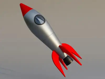 Cartoon Rocket Low Poly 3D Model Low-poly 3D model