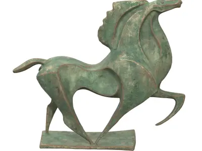 Horse abstract bronze statues Low-poly 3D model