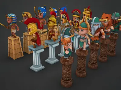 Warrior Pack Three Tribes Low-poly 3D model