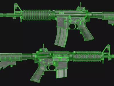 Colt M4 M4A1 MK18 Assault Rifle - Game Asset Low-poly 3D model