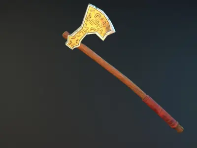 Stylized axe Low-poly 3D model 5