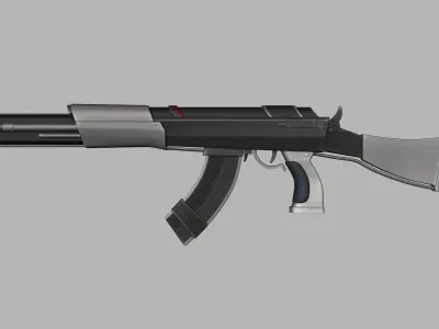 Sci-Fi Carbon Fiber AK-47 - Gun Weaponry Low-poly 3D model