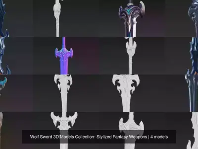Wolf Sword 3D Models Collection- Stylized Fantasy Weapons 3D Model Pack
