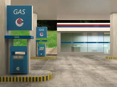 Low-poly Gas Station Free 3D model