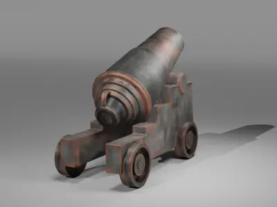 Gun cannon 3d free low poly Free low-poly 3D model