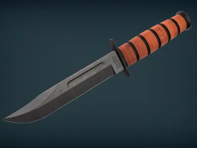 Ka-Bar USMC Fighting Knife Low-poly 3D model