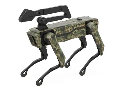 Modern Robot Dog with Arm in army color 3D model