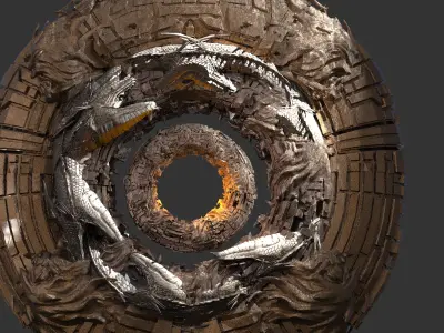 Dragon Snake wall mount design  3D model