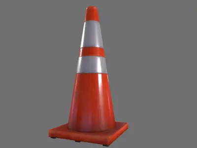 Road Cone Low-poly 3D model 2