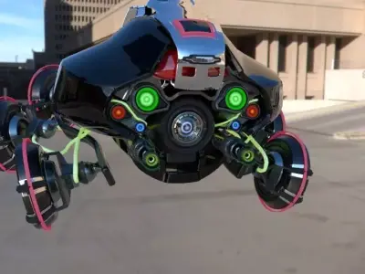 Drone model futuristic vehicle flying in air Free low-poly 3D model