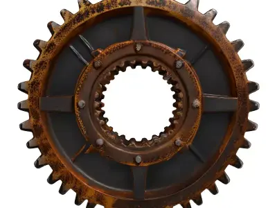 Rusty Industrial Gear Wheel 3D 3D model