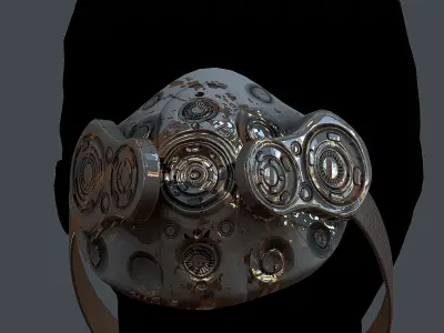 Gas mask helmet 3d model scifi Low-poly  Low-poly 3D model 79